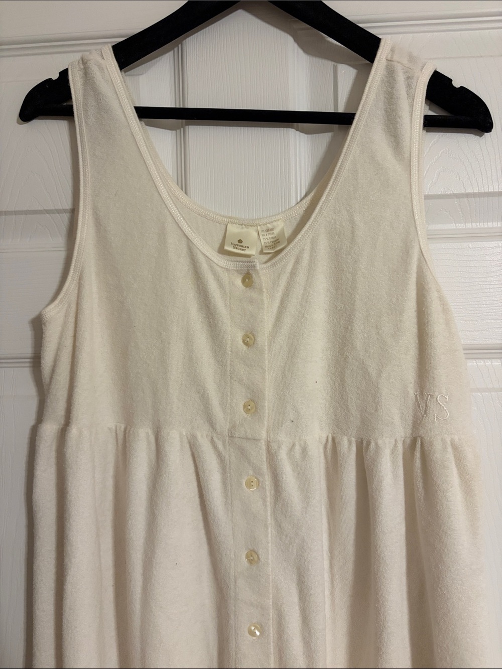 VTG 80s Victoria's Secret Gold Label Terry Cloth Midi Spa Dress Cream Size Large - Picture 3 of 10